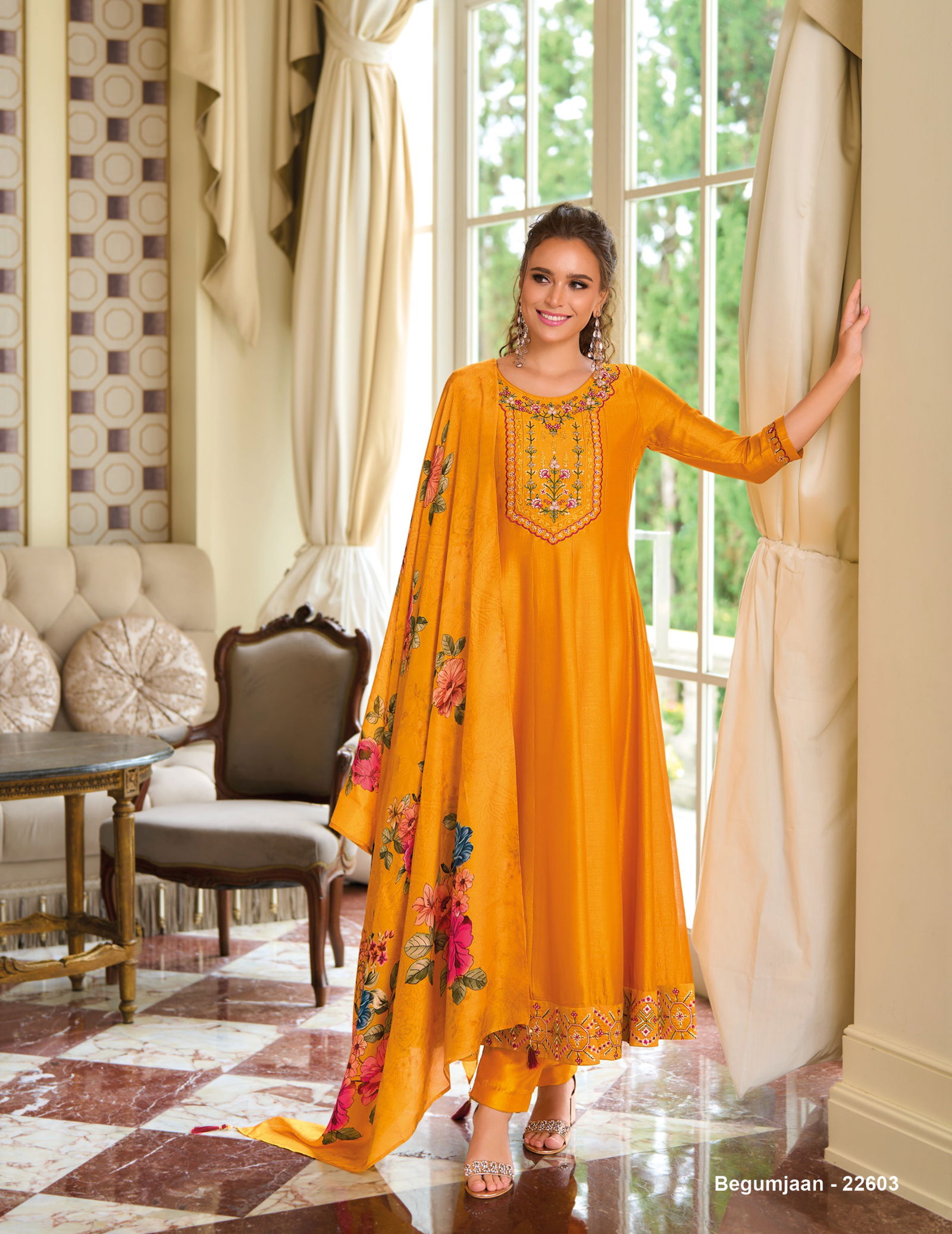 Begum Jaan By Lily And Lali Vichitra Silk Anarkali Kurti With Bottom Dupatta Wholesale Online